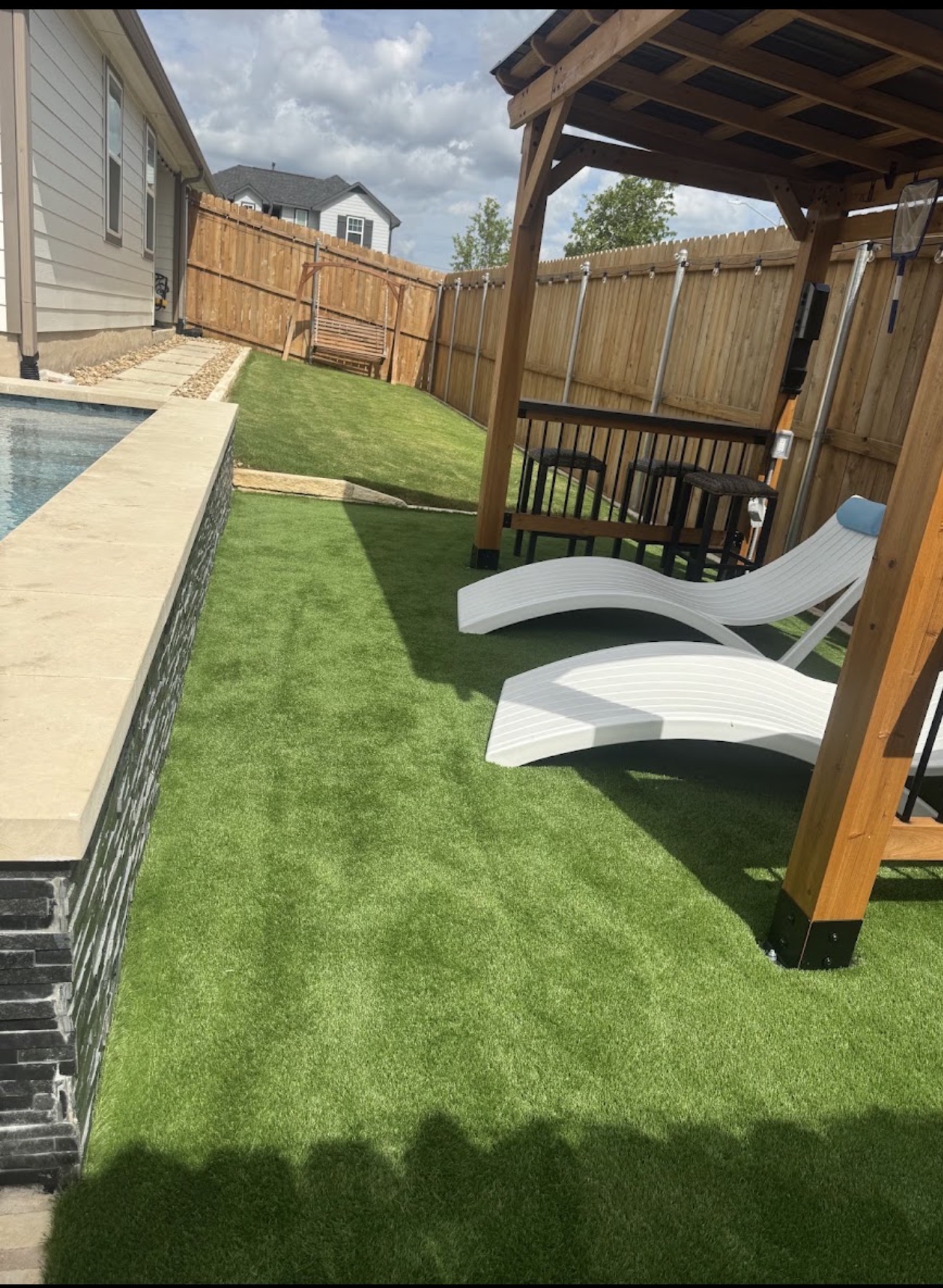 Clean backyard around pool